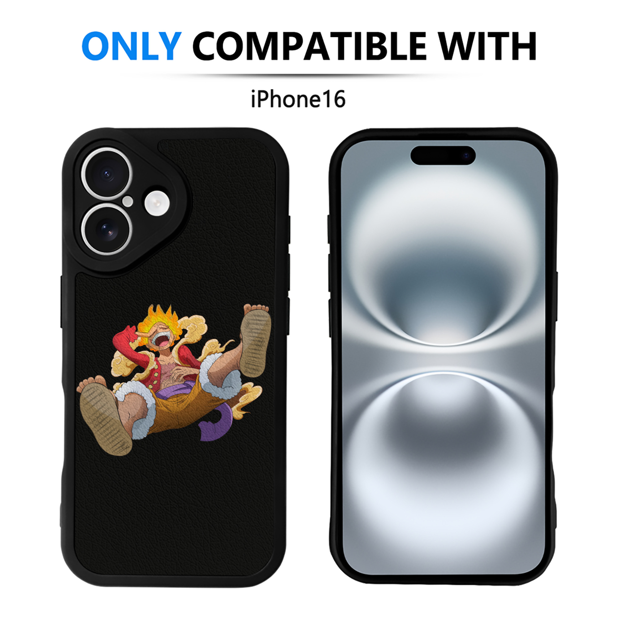 （画像用） ワンピース モンキー・D・ルフィ ONE PIECE Monkey D. Luffy 【iPhone 16シリーズ対応】シリコンスマホケース（レザー調） 材質：シリコン